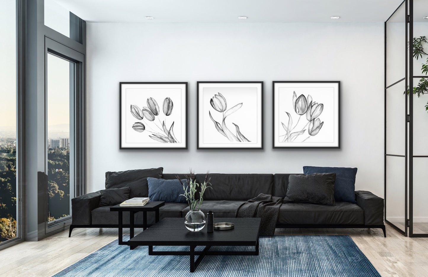 5 Tulips Black & White